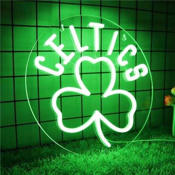 Boston Celtics NBA LED Neon Sign Wall Decor Basketball Neon Light Man Cave Bar - Picture 1 of 6